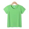 Camiseta de manga corta y cuello redondo de algodón peinado al por mayor para niños, color sólido, para niños mayores, ropa de clase, verano, una prenda superior