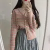 Site oficial coreano Dongdaemun 2022 outono e inverno cardigã curto de tricô tweed estiloso em várias cores