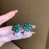 Pendientes de Flor Exagerada con Pasador de Plata S925 para Mujer Diseño de Moda Nuevo Europeo y Americano Pendientes de Perla Pendientes de Cristal Rojos de Internet