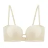 Sostén Top Tubo con Hebilla Delantera de Verano para Mujeres con Busto Pequeño Push-Up Sin Costuras Antideslizante Strapless Hermoso Sostén de Espalda