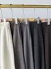 Tecido luxuoso - cintura alta, corte tridimensional, mistura de caxemira e seda de amoreira, calça casual de corte reto com cordão trançado