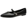 Zapatos Mary Jane de mujer con punta fina, nueva colección otoño 2026, piel suave estilo francés, elegantes y chic, con suela blanda y apertura poco profunda, zapatos planos