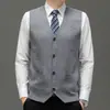 Suéter cárdigan de un solo botón para hombre Otoño/Invierno Chaleco de punto de color liso para hombre Chaleco de lana grueso sin mangas para hombre