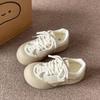 Zapatos de Lona Dopamina Cabeza Grande para Mujer 2025 Nuevo Primavera Combinan con Todo Suela Gruesa Zapatos Blancos Zapatos Nicho Zapatos Pan