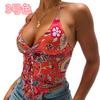 Ins Estilo Europeo y Americano 2021 Nuevo Verano Mujer Halter Espalda Descubierta Sexy Escote Bajo Moda Estampado Ajustado Chaleco