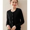 Cardigan de Punto Baicai Rong Cachemir Cuello Redondo Otoño/Invierno 2026 Nuevo Transpirable Suave Pegajoso Versátil para el Trabajo Top de Manga Larga