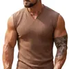 Regata de malha com listras verticais para fitness e esportes, slim fit, masculina, gola V, ombro largo, estilo americano, para comércio exterior europeu e americano, verão