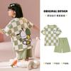 Pijamas de verano para niñas con diseño de oso de fresa y dibujos animados, de algodón puro, de manga corta, para salir a la calle, para niños de talla mediana y grande, para el hogar.