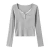 Camisa Henley de renda requintada, estilo nicho, duas peças, manga longa para mulheres, top elástico slim-fit para primavera/outono, camiseta interna estilo executivo