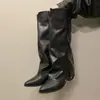 Pantalones con Hebilla Melanoidia Pierna Botas Largas Mujer 2026 Otoño Invierno Nuevo Tacón Alto Grueso Adelgazantes Apiladas Tubo Largo Botas de Jinete