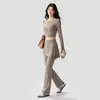Conjunto de Roupa de Yoga Feminino Outono Top Esportivo Falso Duas Peças Manga Longa Pilates Treinamento Fitness Calça Micro Flare Shark