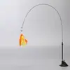 Juguete de Varita Atrapador de Gatos con Ventosa Potente con Caña Larga, Cable de Acero, Entretenimiento Propio, Resistente a Mordidas, Cascabel, Cabezal de Pluma Intercambiable, Juguete para Gatos