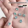 Acessórios para Unhas Azul Lago Claro com Cristais K9 Brilhantes, Sem Base, Arranjos de Diamantes Feitos à Mão, Unhas de Cristal Coloridas