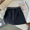 Saia de terno cinza para mulheres petite, estilo coreano de verão, cintura alta, saia bodycon de corte A emagrecedora com cinto