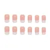 Modelo de Comercio Exterior Más Vendido: Puntas de Uñas de 24 Piezas en Color Nude con Bordes Blancos, Estilo Francés Simple, Forma Cuadrada Mediana Fresca y Minimalista, Uñas Portátiles al por Mayor