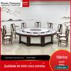 Mesa de Jantar Elétrica com Madeira Maciça e Ardósia, Mesa Oculta para Hot Pot com Fogão de Indução Integrado, Uma Pessoa Um Panela, Mesa Redonda Grande, Luxo Leve