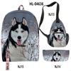 2022 Novo Produto Atravessando Fronteiras Atacado Husky Impressão 3D Bolsa de Ombro Dupla Estojo de Lápis Conjunto