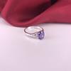 Anillo Abierto de Plata de Ley s990 con Zafiro Rojo Moda Personalidad para Mujer Todo-partido Anillo de Mujer Cuatro Garras