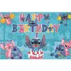 Estilo Hawaiano Stitch Stitch Dibujo Animado Fiesta de Revelación de Género Fondo de Foto de Cumpleaños Accesorios