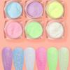 Suministro transfronterizo de joyas para decoración de uñas, lentejuelas brillantes luminosas en 6 colores, polvo de azúcar en caja, rebanadas de uñas luminosas DIY