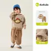 Anti-estáticoDudu Home Conjunto de Pelúcia Infantil Conjunto de Duas Peças Quente de Inverno para Meninos Roupas para Meninas Moletom Calça
