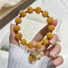 Pulseira de Raiz de Bodhi com Design Esculpido de Pequeno Caqui de Dunhuang, Pulseira de Contas de Oração Budista com Toque Suave