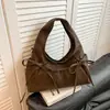 Bolsa de Mão com Alto Valor Estético, Bolsa Tote Pequena Simples, Bolsa de Trabalho Coreana de Nicho, Bolsa Versátil Leve com Laço para Ombro