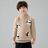 Malhas de Lã 100% Pura Selecionadas de Alta Qualidade para Meninos e Meninas Suéter Jacquard de Urso de Bambu Camiseta Básica de Caxemira