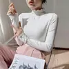 Xiyin Amazon Transfronteiriço Outono e Inverno Roupa Íntima Roupa Externa Gola Semi-alta Orelha Macio Quente Camiseta de Manga Longa Camisa Base Feminina