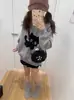 Suéter decorativo de pez pequeño tridimensional para mujer, lindo gatito, imitación de visón, tejido jacquard, abrigo de otoño e invierno, top dulce de punto suave y lanudo