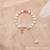 Pulseira de Namorada de Pérolas Naturais de Água Doce Barroca Pulseira em Nicho Design Morango Cristal Net Celebridade Nova Moda