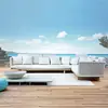 Silla de Ratán Impermeable con Protección Solar para Ocio al Aire Libre Nórdico Set de Sofá Tejido de Ratán y Teca para Patio de Hotel al Aire Libre Terraza Jardín