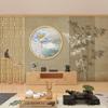 Novo papel de parede de bambu em estilo chinês, simples e elegante, com tinta, para sala de estar, fundo de estudo, pintura de paisagem, mural para sala de chá zen
