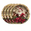 Los manteles individuales navideños más vendidos de Temu, manteles redondos decorados con muñecos de nieve navideños, tapetes de mesa de vinilo impresos no impermeables