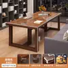 Mesa de Madeira Maciça para Sala de Estar, Mesa Grande Longa, Mesa de Leitura e Estudo, Bancada Dupla de Computador para Casa, Mesa Longa