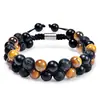 Pulsera de Ojo de Tigre Ojo de Gato Doble Fila Pulsera de Obsidiana con Venas Rojas Turquesa Pulsera de Fantasma Verde Pulsera de Piedra Natural