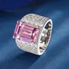 Novo conjunto 2023 banhado a ouro cobre diamante rosa simulado conjunto de temperamento pequeno e fresco pingente anel 10*14