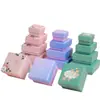 Caixas de joias no atacado em estoque, caixas pequenas com gaveta, caixas para anéis, colares, pulseiras, caixas de embalagem de joias com tampa e base, caixas de papel