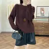 Suéter grueso de punto trenzado, cuello redondo, estilo coreano, corte holgado, 100% lana para mujer, diseñado para estilizar, moderno y versátil como capa base