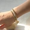 Amazon Simple Irregular Cuentas Doradas Pulsera de Cuentas Colgante de Cruz Juego de Pulseras de Perlas de Imitación Tendencia Versátil