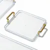 Bandeja de Té de Lujo Ligero para Uso Doméstico en la Sala de Estar, Bandeja Rectangular para Tazas de Té, Vasos de Agua, Bocadillos y Frutas, con un Toque de Alta Gama y Función de Almacenamiento