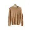 Suéter de punto básico de alta gama para mujer, cuello redondo, 100% lana pura, color liso, holgado, adelgazante, otoño e invierno 2026
