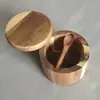 Tarro de bambú para condimentos con cuchara, tarro de sal, caja de almacenamiento para cocina, botella de condimentos, giratorio con succión magnética, venta caliente transfronteriza, al por mayor
