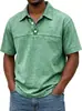 Comercio exterior transfronterizo sitio independiente de Amazon Y2 nueva moda masculina color liso retro manga corta cuello camisero polo para hombre