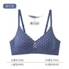 Lencería Floral de Lunares para Mujer Pecho Pequeño Push-up Sujetador sin Varillas Soporte Suave Soporte Lateral Anti-Caída Estilo Dulce Sujetador