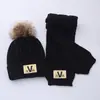 Conjunto de dos piezas de lana para niños para otoño e invierno, bufanda, guantes, niños y niñas, gorro de punto cálido para bebé
