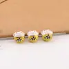 Gato de la Suerte Lindo de Dibujos Animados Flor de Cinco Pétalos Gato de Cerámica Cuentas con Agujero Cruzado Cuentas de Cerámica Cuentas Sueltas Pulsera DIY Joyería con Cuentas