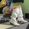 Chuyuji Botas Brancas de Menina Quente Bico Fino Botas Longas para Mulheres 2026 Novo Modelo Cano Largo Emagrecimento Botas Arredondadas Botas de Equitação