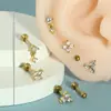 Conjunto de 9 Peças de Haste de Inserção de Aço Inoxidável Brinco de Lábio 6/7/8mm Haste Brinco de Zircônia Piercing de Língua Joias em Estoque