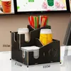 Suministros para Cafetería y Tienda de Té con Leche Mostrador de Bar Estante de Almacenamiento para Popotes Portavasos de Papel Desechable Dispensador de Servilletas de Papel Uso Comercial